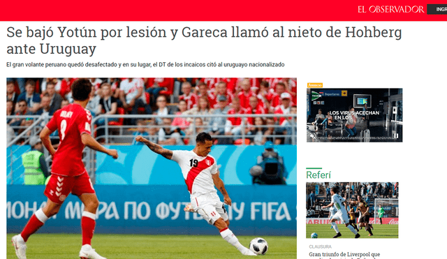 Alejandro Hohberg fue noticia en Uruguay tras su convocatoria a la selección peruana.