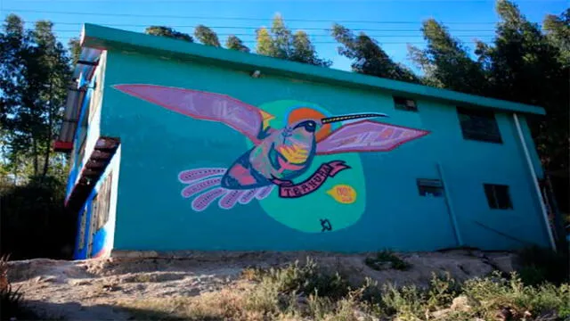 Hace unas semanas pintaron un colibrí en la casa de la abuela de Ángela Lucía Sánchez Tristancho, situada en el municipio colombiano de Nobsa. Foto: EL TIEMPO
