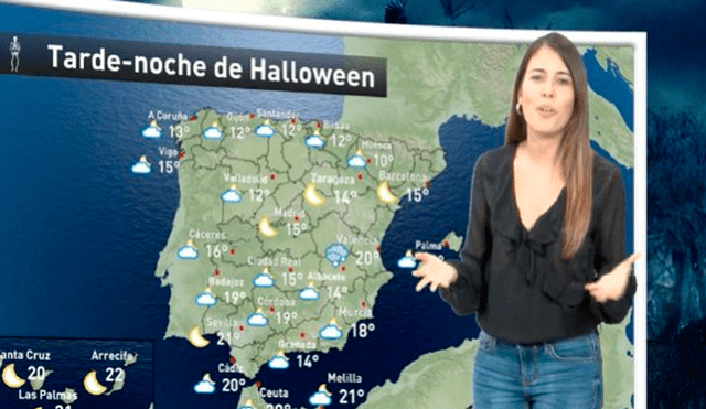 Facebook: mujer del tiempo sorprende con peculiar disfraz mientras presentaba noticias del clima