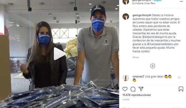 George Forsyth y Alejandra Baigorria donan mascarillas a Loreto