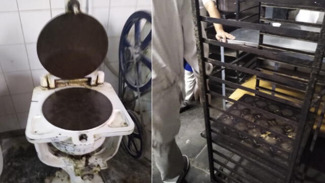 Los servicios higiénicos presentaban condiciones deplorables. Las bandejas para hornear no contaban con mantenimiento. Foto: Municipalidad de Surco.