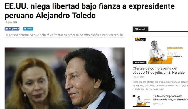 Alejandro Toledo afrontará extradición preso: así informaron los medios internacionales