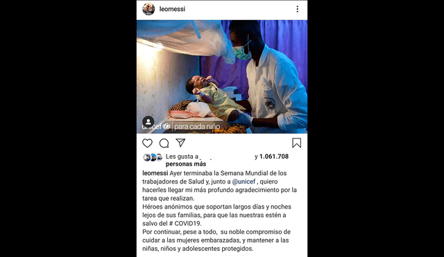 Lionel Messi y el mensaje a los doctores que luchan contra el coronavirus.