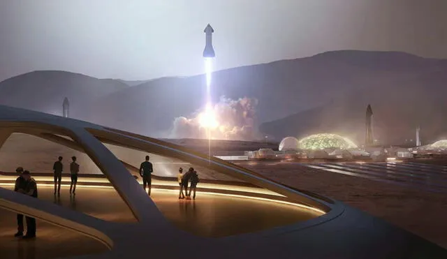 Ilustración de Space X con cohetes despegando desde la superficie de Marte | Foto: SpaceX / Youtube