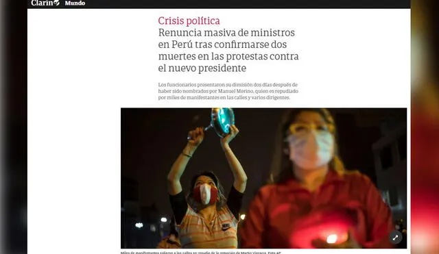 Clarín reporta sobre la renuncia masiva. Foto: Captura de Clarín
