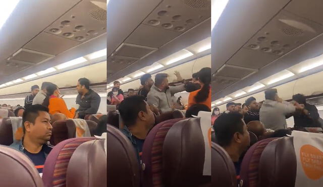 Uno de los involucrados en la pelea no habría querido reclinar su asiento para que el avión despegue. Foto: captura @AdarshJha001/Twittter
