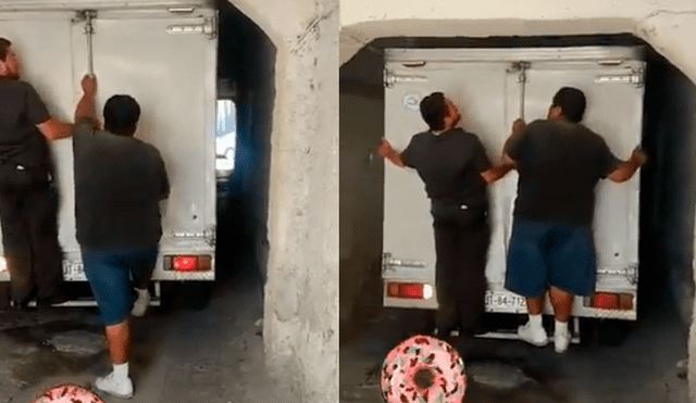 Hombres usan ingeniosa ‘maniobra’ para que su camión no arruine una pared [VIDEO]