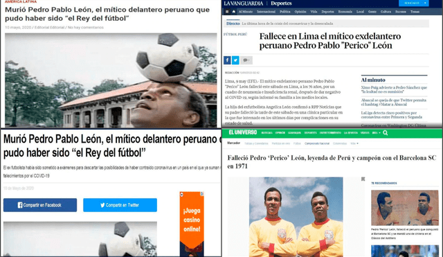 La prensa internacional hizo eco del fallecimiento de Pedro Pablo ‘Perico’ León.
