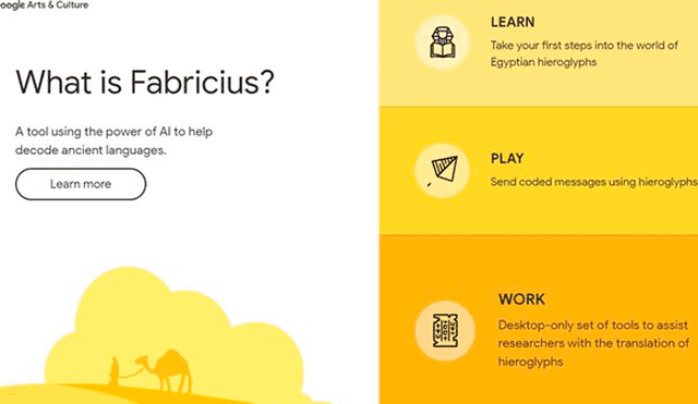 Fabricius es la nueva app gratuita de Google que ayudará a las personas a conocer más a fondo sobre la cultura egipcia. Foto: Google.