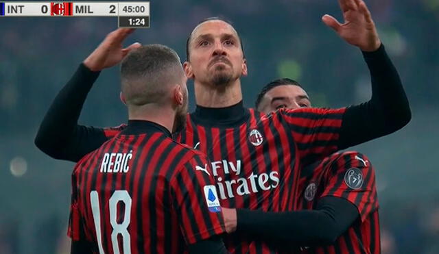 Zlatan Ibrahimovic puso el 2-0 del Milan sobre el Inter. Foto: Twitter