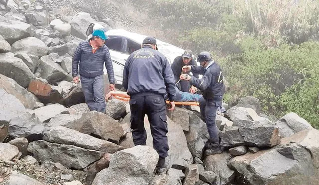 Tragedia. Penoso fue rescate de cadáveres caídos al abismo en Pataz.