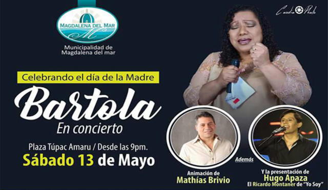 Bartola ofrecerá concierto por el Día de la Madre 