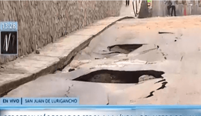 Aniego en SJL: reportan más forados cerca al Metro de Lima [VIDEO]