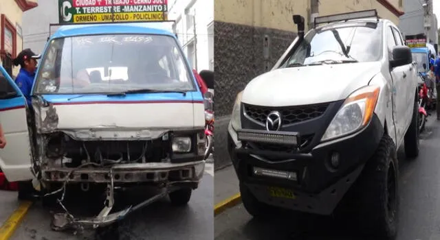 Arequipa: Choque entre combi y camioneta de Rally Dakar deja cuatro heridos
