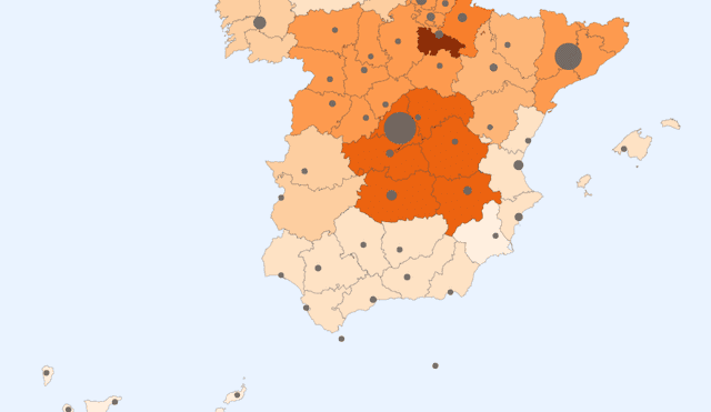 Mapa del coronavirus en España al 7 de abril de 2020. (Foto: RTVE)