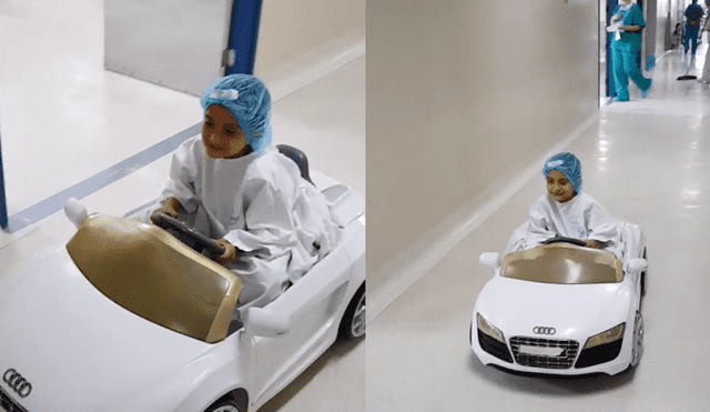 Niño entra a sala de operaciones en carro de juguete y roba corazones en la red