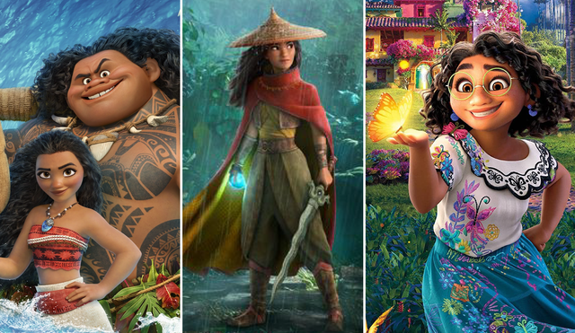 Moana, Raya y el ultimo dragón y  Encanto, son algunas de las películas que lideran este ranking. Foto: composición / Disney latino