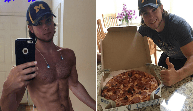 Asombro en Instagram por cambio en joven que comió una pizza durante un año  [FOTOS]
