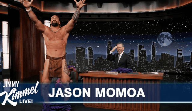 Jason Momoa se quitó toda la ropa en vivo. Foto: Screenshot de Jimmy Kimmel Live