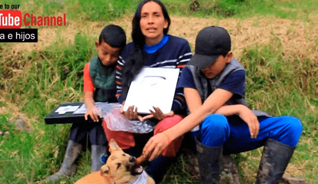 Nubia y sus dos hijos recibieron el botón plateado de YouTube y lo celebraron con un sancocho campesino. Foto: Captura/YouTube