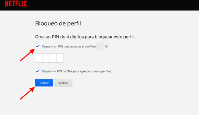 Sigue estos pasos para ponerle clave a tu perfil de Netflix. Foto: Captura.