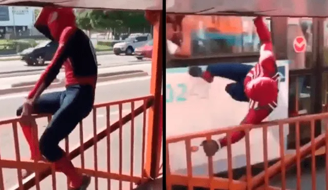 YouTube viral: se disfraza de Spiderman y realiza sorprendente maniobra entre dos carros en movimiento