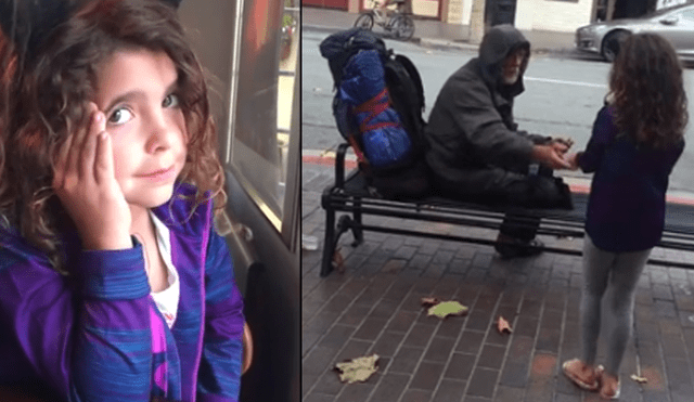 Facebook: niña tiene noble gesto con vagabundo y su acto conmueve a miles [VIDEO]