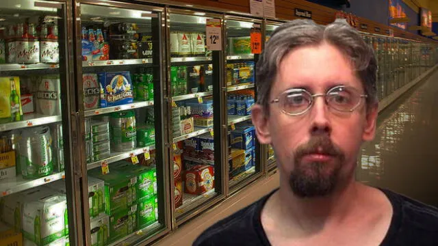 Queda atrapado en refrigerador de tienda y se toma todas las cervezas [VIDEO]