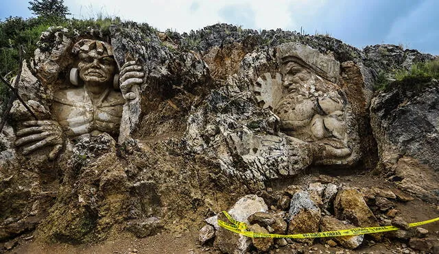 Esculturas de la mitología inca se apoderan de cerro en la comunidad de Senk'a.