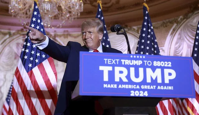 Donald Trump anunció en su residencia de Florida su postulación a los próximos comicios presidenciales en Estados Unidos. Foto: Joe Raedle / AFP