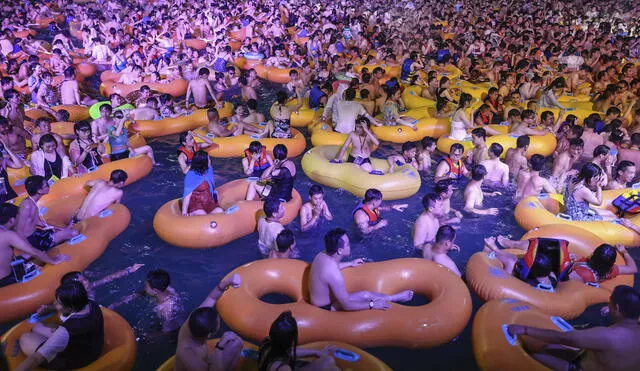 La polémica fiesta se realizó en el Maya Beach Water Park. Foto: AFP