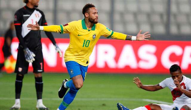 Neymar festejando la victoria de Brasil sobre Perú por Eliminatorias 2020. Foto: AFP.