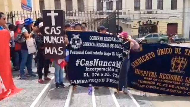 Chiclayo: contratados CAS de Salud piden atención a sus reclamos en huelga [VIDEO]