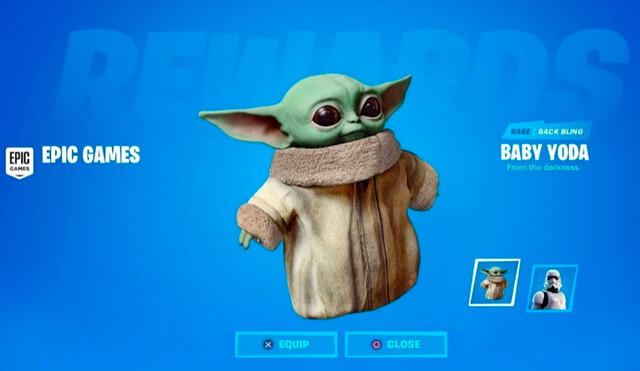 Así luciría Baby Yoda en Fortnite. Foto: Twitter