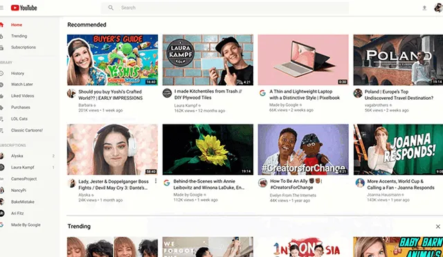 YouTube presenta nuevo diseño en su interfaz.