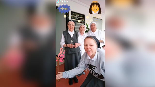 Desliza las imágenes para ver la divertida coreografía que protagonizó un grupo de alegres monjas en Facebook y TikTok. Foto: Tiktok