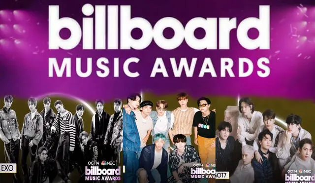 BBMAs: BTS, EXO y GOT7 nominados a Top social artista en los Billboard Music Awards 2020. Créditos: Composición Diario La República / SM / JYP / Big Hit