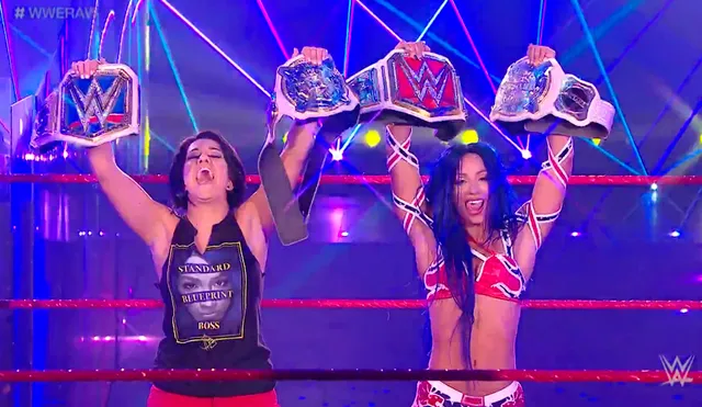 Sasha Banks derrotó a Asuka y es oficialmente la nueva campeona de Raw con complicidad de Bayley. | Foto: WWE