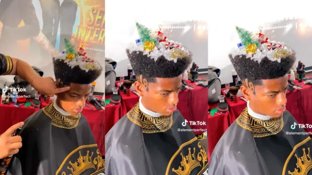 Joven sorprende con su peculiar corte navideño. Foto: composición LR/captura de TikTok