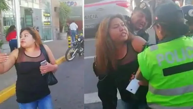 Mujer intenta agredir a policías fuera de un mall en Arequipa [VIDEO]