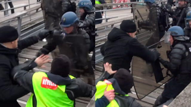 A golpes: boxeador ‘chaleco amarillo’ hace retroceder a la policía de Francia [VIDEO]
