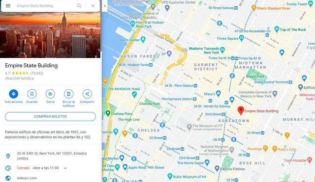 Desliza las imágenes para ver cómo luce el edificio donde se filmó la película King Kong. Foto: captura de Google Maps
