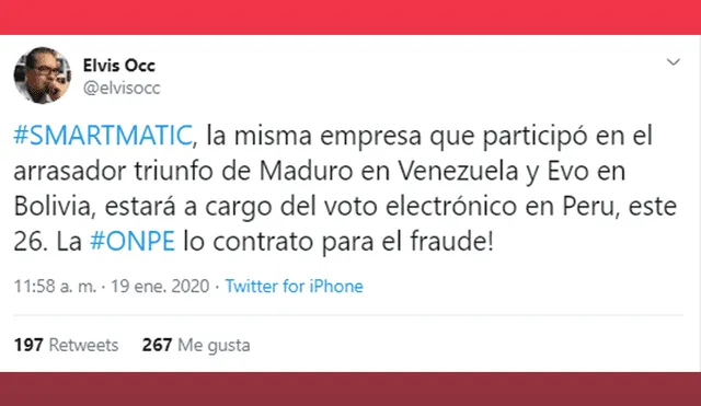 Elecciones 2020: Smartmatic no fue contratada para voto electrónico