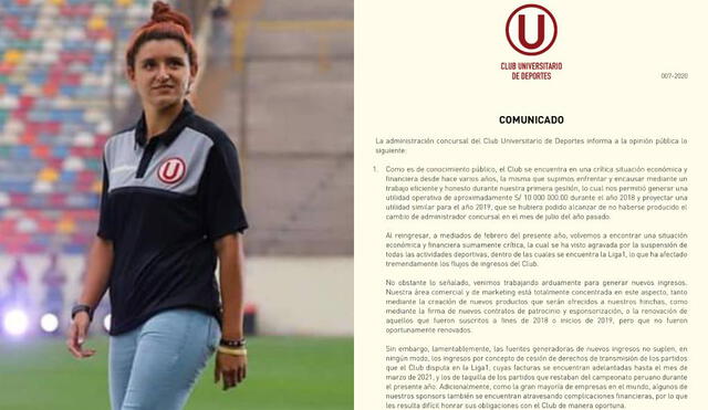 Cindy Novoa anunció que Universitario despidió al plantel femenino.
