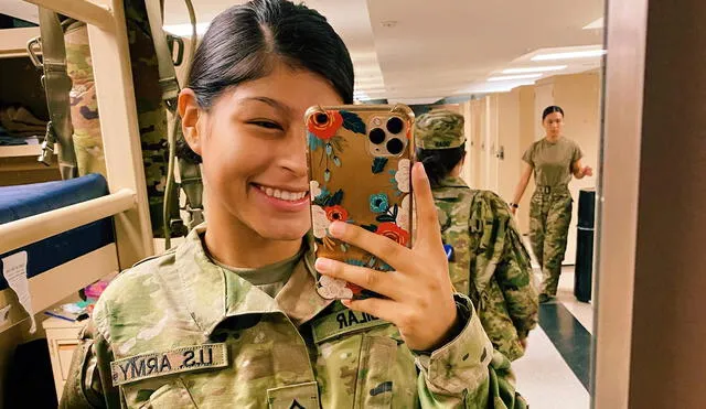 Tamara Aguilar viste el uniforme militar de Estados Unidos. Foto: Facebook de Dilbert Aguilar
