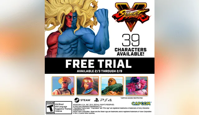¡Aprovecha ya! Street Fighter V Champion Edition está gratis para PS4 y PC (Steam).