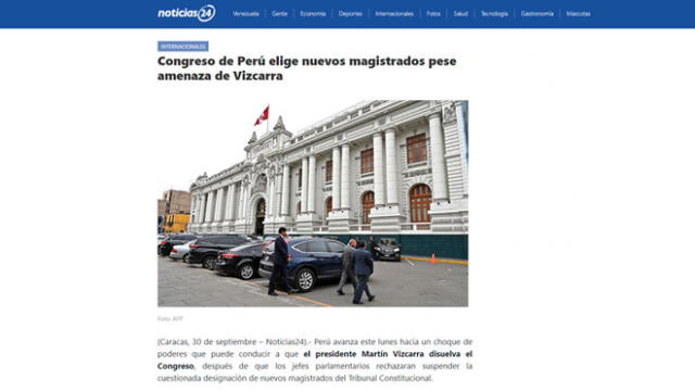 Así informa la prensa internacional planteamiento de presidente Vizcarra de cerrar el Congreso. Foto: captura