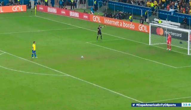 Copa América 2019: luces se apagaron en el penal de Gabriel Jesús que le dió la clasificación a Brasil. Foto: Captura de TV