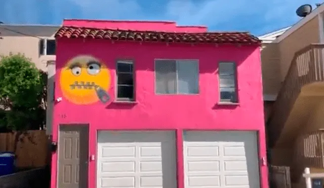 El pintar una casa de rosa y con emoticones ha generado controversia en Manhattan Beach. Foto: Twitter/@GeneNBCLA