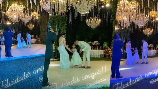 La pareja bailó junto a su niña tras darse el 'Sí' en Trujillo